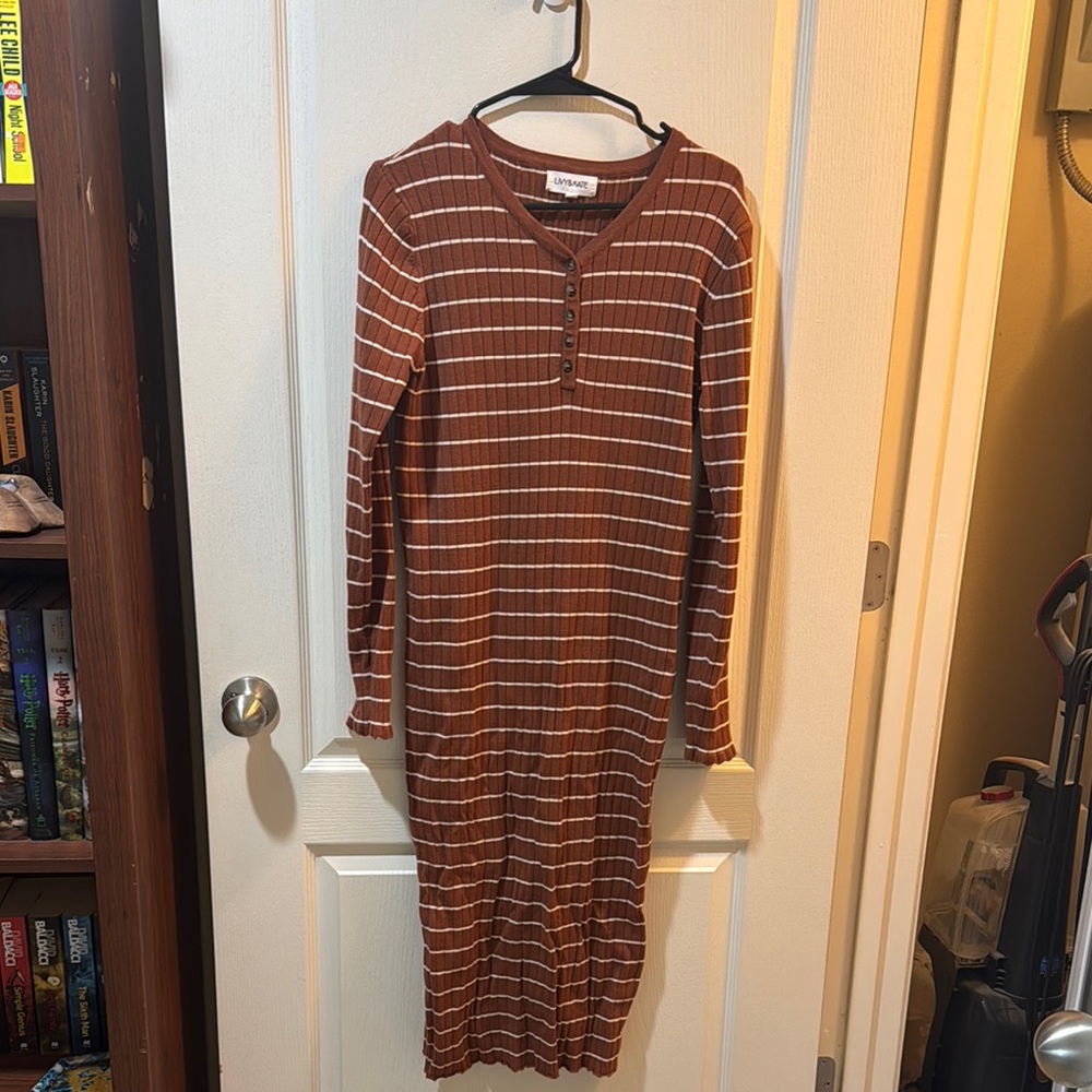 Super Soft Brown Striped Dress